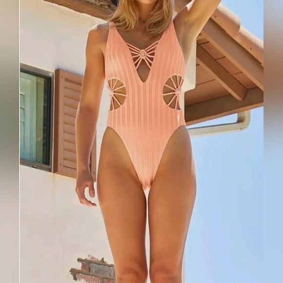 Isabella Rose Champagne Maillot Swimsuit - Picture 6 of 14